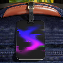 Glitch plasma zwart bagagelabel