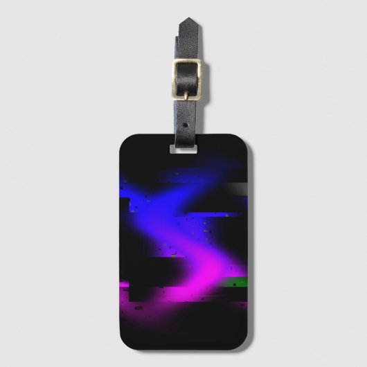 Glitch plasma zwart bagagelabel (Voorkant (verticaal))