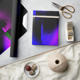 Glitch plasma zwart cadeaupapier