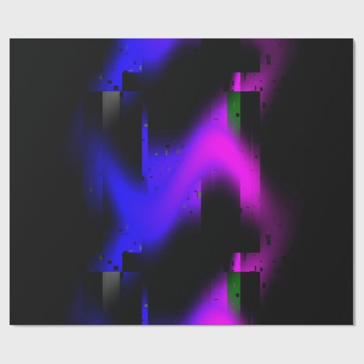 Glitch plasma zwart cadeaupapier (Vlak)