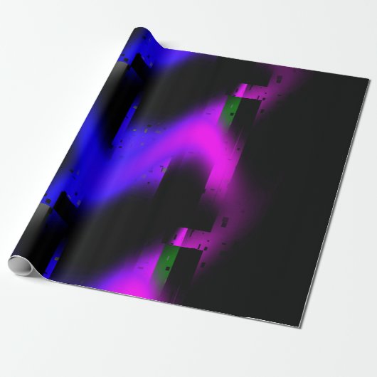Glitch plasma zwart cadeaupapier (Uitgerold)