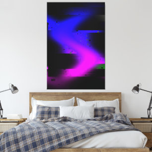 Glitch plasma zwart canvas afdruk