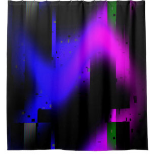 Glitch plasma zwart douchegordijn