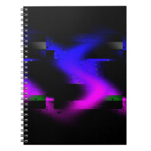 Glitch plasma zwart notitieboek