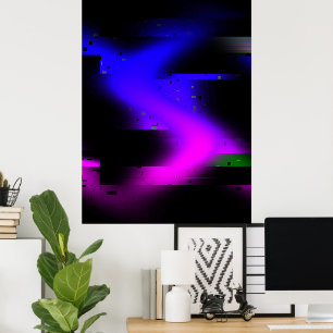 Glitch plasma zwart poster