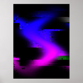 Glitch plasma zwart poster
