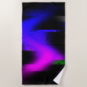 Glitch plasma zwart strandlaken (Voorkant)