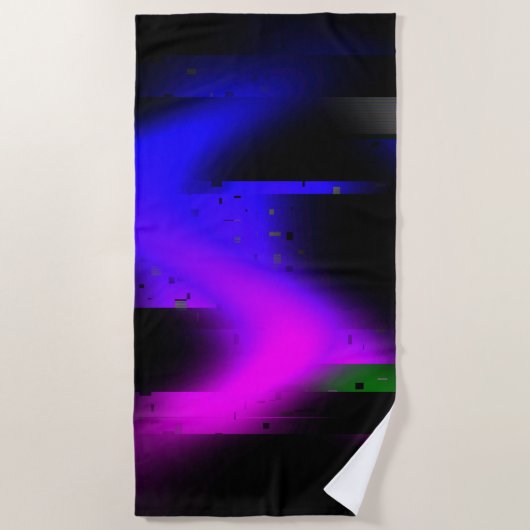 Glitch plasma zwart strandlaken (Voorkant)