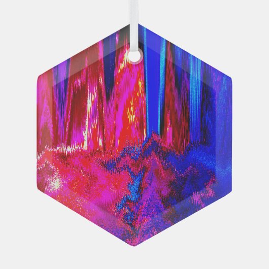 Glitch Red en Blue Glas Ornament (Voorkant)