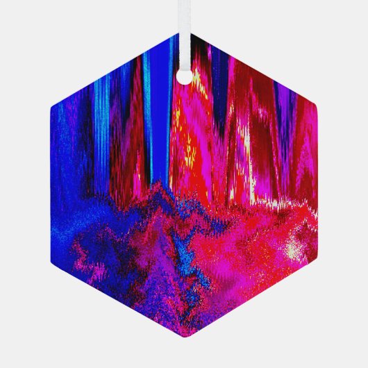 Glitch Red en Blue Glas Ornament (Achterkant)