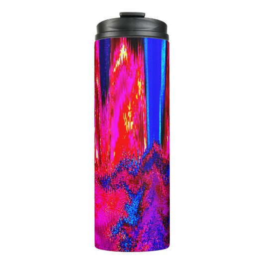 Glitch Red en Blue Thermosbeker (Voorkant)