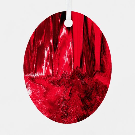 Glitch Red Metalen Ornament (Voorkant)