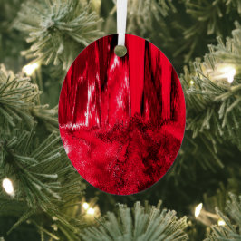 Glitch Red Metalen Ornament