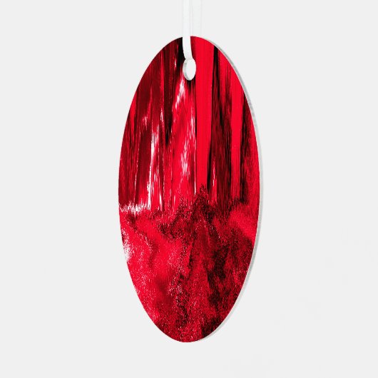 Glitch Red Metalen Ornament (Voorkant links)