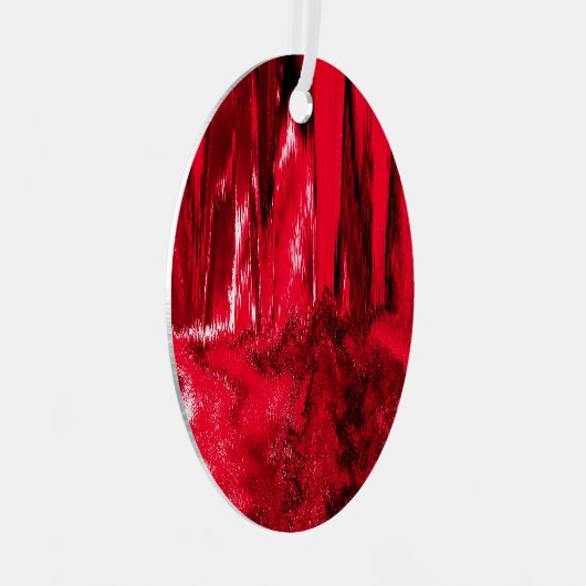 Glitch Red Metalen Ornament (Voorkant Rechts)