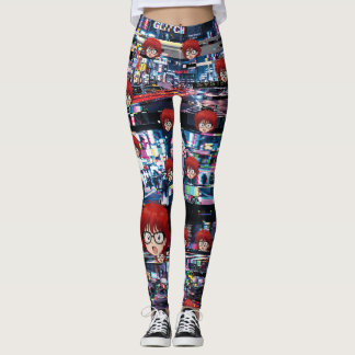 Glitch Retro Anime  Leggings