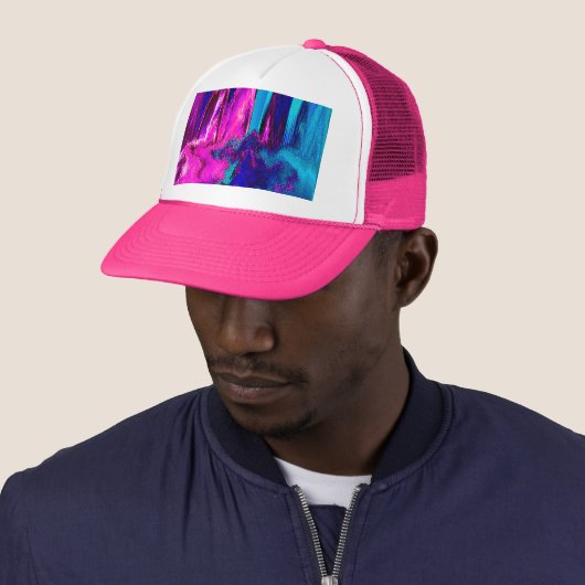 Glitch (roze en Blauwgroen) Trucker Pet (In situ)