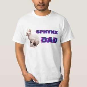 Glitch Sfinx Papa Cyberpunk Haarloze Kattenliefheb T-shirt