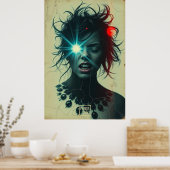 Glitch Siren: Cyber Vision-Poster Poster (Keuken)