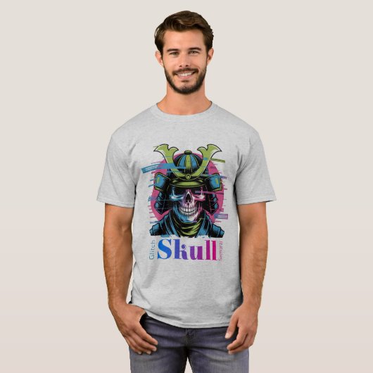 Glitch Skull Samurai: de digitale krijger van het  T-shirt (Voorkant volledig)