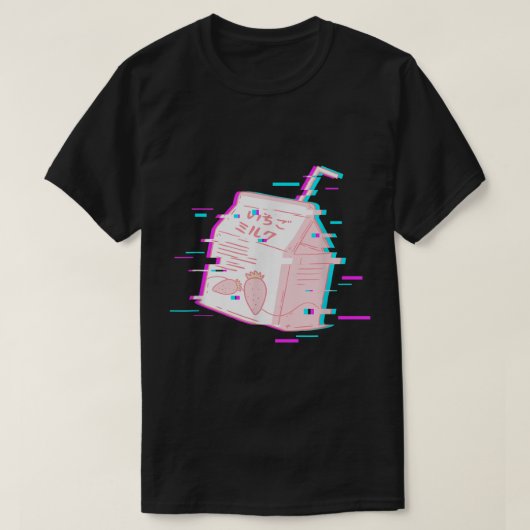 Glitch Strawberry Milk Aesthetic Art T-shirt (Design voorkant)