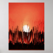 Glitch Sunset Skyline Abstract Poster (Voorkant)