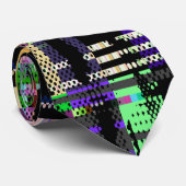 Glitch tech abstract pattern print stropdas (Opgerold)