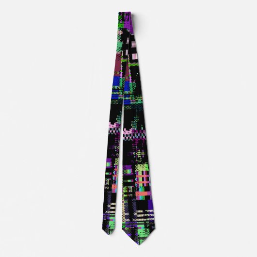 Glitch tech abstract pattern print stropdas (Achterkant)