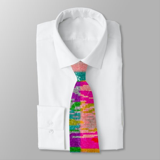 Glitch tech abstract pattern print tie stropdas (Gebonden)
