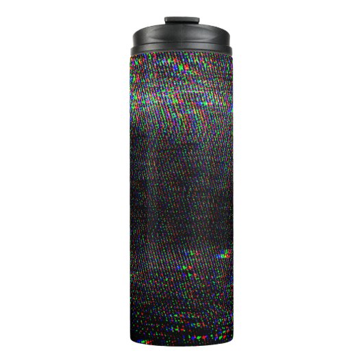Glitch textuur op testscherm. thermosbeker (Voorkant)