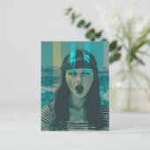 Glitch Woman op het strand Briefkaart (Staand voorkant)