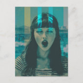 Glitch Woman op het strand Briefkaart (Voorkant)