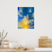 Glitch Zonsondergang Abstract Landschap Poster (Keuken)