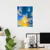 Glitch Zonsondergang Abstract Landschap Poster (Thuiskantoor)