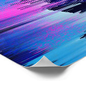 Glitch Zonsondergang Abstract Landschap Poster (Hoek)