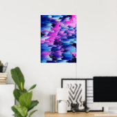 Glitch Zonsondergang Abstract Landschap Poster (Thuiskantoor)