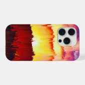 Glitch Zonsondergang Hemel Abstracte Kunst iPhone Hoesje (Achterkant horizontaal)