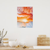 Glitch Zonsondergang Hemel Abstracte Kunst Poster (Keuken)