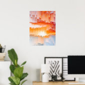 Glitch Zonsondergang Hemel Abstracte Kunst Poster (Thuiskantoor)