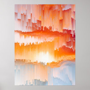 Glitch Zonsondergang Hemel Abstracte Kunst Poster