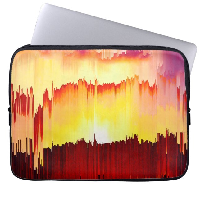 Glitch Zonsondergang Himmels Abstracte Kunst Laptop Sleeve (Voorkant)