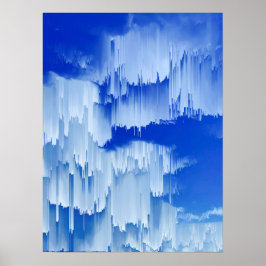 Glitch Zonsondergang Landschapsdecoratie Poster