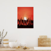 Glitch Zonsondergang Silhouet Abstract Poster (Keuken)