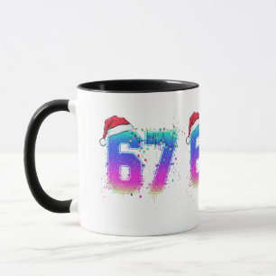 Glitchcore Cyber Kerstboom 67 Neon Meme T-shirt Mok