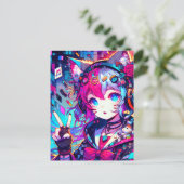 Glitchcore kleurrijke anime artwork Gezegde Hi Briefkaart (Staand voorkant)