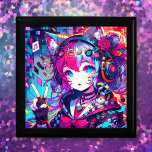 Glitchcore Kleurrijke Anime Girl artwork Cadeaudoosje<br><div class="desc">Anime glitchcore meisje het geven van een vredesteken met koptelefoon,  muzieknoten en vossenoren kleurrijke paarse,  roze,  blauw en zwarte ai art.</div>