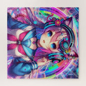 Glitchcore Kleurrijke Anime Girl artwork Legpuzzel (Horizontaal)