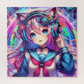 Glitchcore Kleurrijke Anime Girl artwork Legpuzzel (Verticaal)