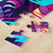 Glitchcore Kleurrijke Anime Girl artwork Legpuzzel (Zijkant)