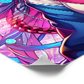 Glitchcore Kleurrijke Anime Girl artwork Poster (Hoek)